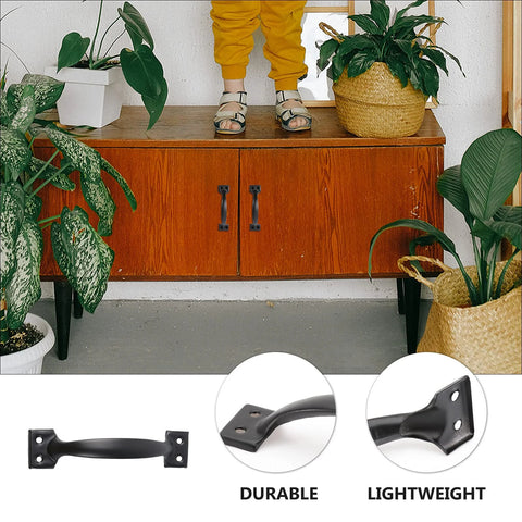 8 Piece Black Barn Door Handles For Wooden Fences And Cabinets, Vintage Gate Handles For Kitchen Cupboards, Installed on Cabinet