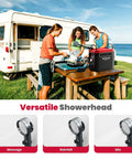 G3 Pro 1lb Propane Portable Water Heater And Shower Pump For Outdoor Adventures with campers and showerheads shown.