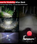 Dirt Bike Light Bar Kit Plug And Play Seven Eighths Inch Handlebar Battery Powered Headlight Universal Fit For CRF110 KLX110 KLX140 TTR110 Raptor 110 DRZ400 And More showcasing powerful visibility at night.