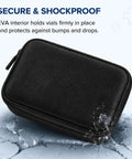 Grab And Go Vial Storage Case For Fridge And Travel Holds 7x 3ml 3x 10ml And 1x 30ml Vials With Mesh Pocket Organizer Black Case on cracked ice surface