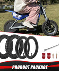 12.5x2.75 Tire And Inner Tube Set For Razor Dirt Bikes And Mini Scooters 2 Pack with tools and child riding bike