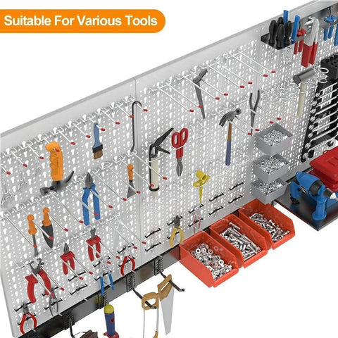 Boss Level Metal Pegboard Wall Organizer 48By24 Inch 109Piece Tool Storage Rack For Garage And Workshop Charcoal Powder Coat Rust Resistant Design Built To Go Hard With All Standard Hook Sets
