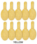 Fresh Oval Leather Key Fobs, 10 Pack Full Grain Vegetable Tanned Keychain Blanks With Hardware in yellow color.