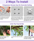 Installation guide for Kids Sensory Swing For Indoor And Outdoor Use Elastic Soft Fabric Therapy Swing, showing ceiling and tree setup steps.