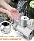 2 Pack 304 Stainless Steel Garden Hose Shut Off Valve 3/4 Inch GHT Ball Valve Beefy Heavy Duty Water Shut Off Connector For Outdoor Hoses Rust Proof Corrosion Resistant Built To Last, lead-free closeup