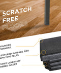 Ribbed 1x2 Inch Plastic Hole Caps for Rectangular Tubing, featuring scratch-free rounded corners and textured surface on wood floor.