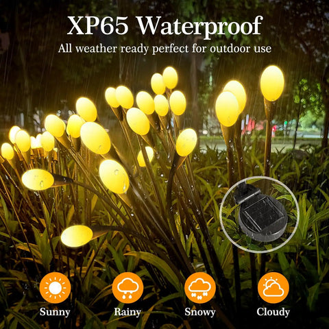 Six Pack 10 LED Solar Garden Lights With Swaying Firefly Design Waterproof Outdoor Decor For Lawn Shrubs And Patio Warm White LEDs That Charge By Day And Shine At Night Solar Powered Pathway And Garden Lighting