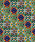 Talavera Tiles Mix Box Of 100 Hand Painted 4x4 Ceramic Tiles In Five Dope Colonial Patterns Handmade In Mexico Overlapping on Floor