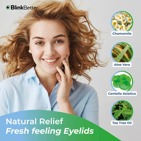 BlinkBetter Tea Tree Oil Eyelid Wipes, 60-count (3-pack) with chamomile, aloe vera, Centella Asiatica, tea tree oil