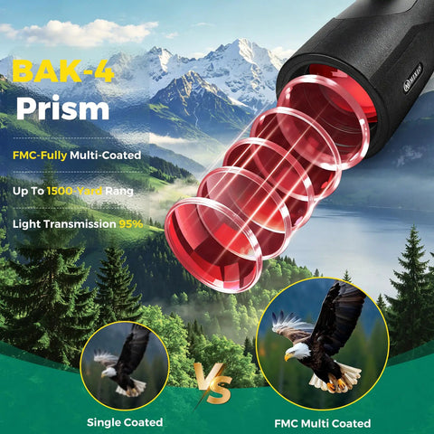 15x56 High Power Monocular Telescope With Smartphone Adapter And Tripod High Definition Optics BAK4 Prism lens detail