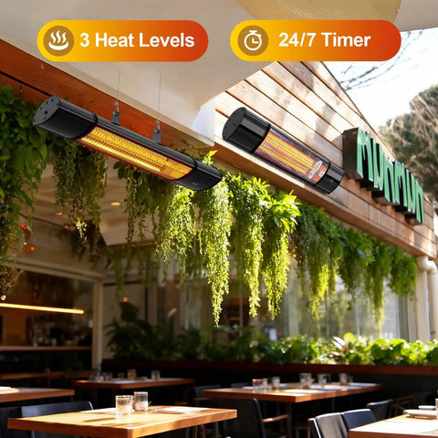 Outdoor Electric Infrared Patio Heater With Remote Control Wall Or Ceiling Mount 1500W at restaurant patio