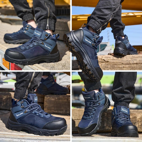 Hardcore Waterproof Steel Toe Work Boots For Men Featuring Wide Fit Heavy Duty Slip Resistant Treads And Ultra Lightweight Composite Safety Design With Killer Arch Support A Streamlined Urban Look And Zero Hassle Daily Grind Protection