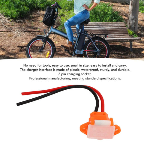 Premium 3 Pin Charging Interface With Protective Cover Electric Vehicle Battery Cable Rocksteady Power Delivery Easy Swap Design Bulletproof build, featuring a 3 pin charging socket.