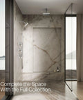 Bathroom with marble walls featuring Parallel SF 2.5 GPM Showerhead in Polished Chrome, single function, modern design.
