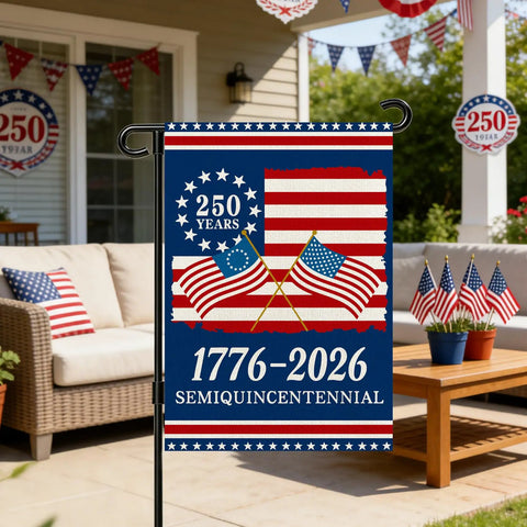 250th Anniversary USA Flag Garden Flag for Outside 1776 2026 Commemorative Patriotic Yard Sign with Stars and Stripes Design