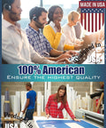 Image depicting design and production team for Personalized Vinyl Banner For Any Occasion with "Made in USA" label.