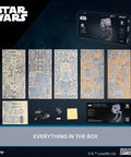 Wooden Star Wars AT ST Walker 3D Puzzle Featuring Smooth Shifting Gear System That Delivers Real Walking Motion Knockout DIY Brain Teaser And Straight Fire Collector Grade Hobby Kit parts layout in box.