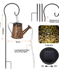 Watering Can Solar Lights With Cascading Glow For Outdoor Vibe Hanging Lantern For Garden Porch Patio Yard Decor kit.
