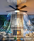 Boost Your Room Chill Level With This 52 Inch Smart Ceiling Fan. Features Whisper Quiet Rotation, Dimmable LED Lights, and DC Motor.