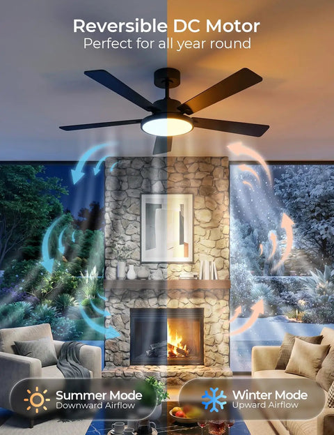 Boost Your Room Chill Level With This 52 Inch Smart Ceiling Fan. Features Whisper Quiet Rotation, Dimmable LED Lights, and DC Motor.