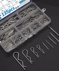 135 Piece Cotter Pin Set 13 Sizes 304 Stainless Steel Assortment Kit with clear plastic organizer box on display