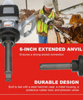 Cordless Pneumatic Impact Wrench With Six Inch Extended Anvil And Dual Handles Delivers Big Torque 5250 RPM Heavy Duty Build
