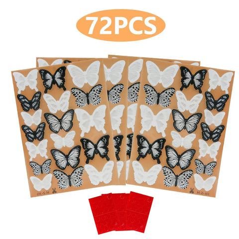 72 Piece Butterfly Wall Decor Sticker Set Removable 3D Mural Butterflies For Home Decor, Living Room And Kids Bedroom