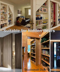 Image of various setups using Secret Door Pivot Hinge 360 Degree Heavy Duty For Hidden Bookcase Doors, showcasing swing and bookshelf doors.