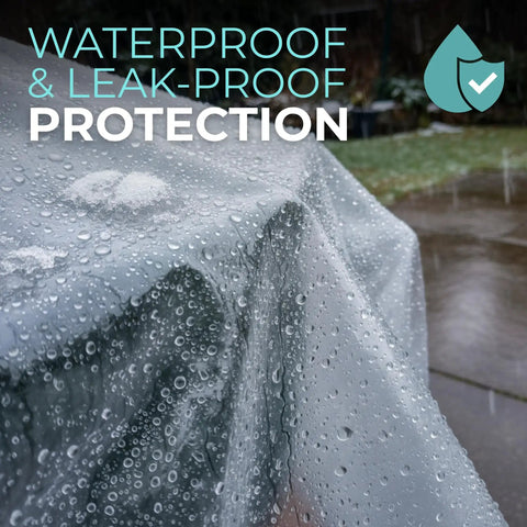 24 Pack 12x9 Foot Drop Cloths Plastic Sheeting For Painting covers outdoor furniture, showcasing waterproof protection.