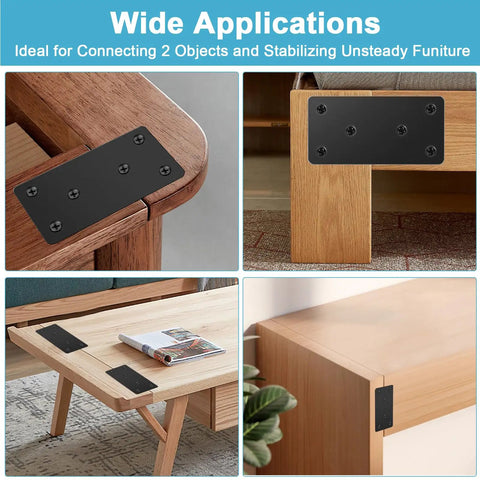 Rock Solid Black Steel Mending Plates With Full Hardware Kit For Quick And No Sweat Repairs On Wood Furniture Or Metal Projects Built Tough To Handle Weight