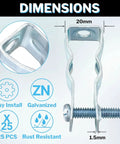 25 Pack EMT Conduit Hangers Kit With Bolts, Insulated Supports Or Threaded Rods, Galvanized Clamps, Dimensions Displayed
