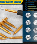 10 Pc HSS 6542 Screw Extractor Remover Kit For Stripped Rusty And Broken Hardware With Easy Removal Gold Finish, close-up