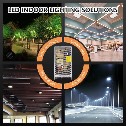 LED Indoor Lighting Solutions featuring Compact 200 Watt Switching Power Supply 12V 17 Amps Enclosed Metal Case.