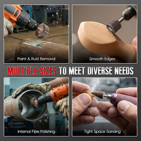 20 Pcs Flap Wheel Set For Drill And Die Grinder With Six Sizes And 60 80 120 240 Grit One Quarter Inch Shank Abrasive Flap Wheels For Rust Removal Deburring Edge Blending And Surface Polishing used for various applications.