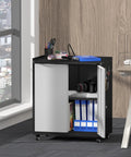 Heavy Duty Steel Tool Chest On Wheels With Locking Doors Rolling Garage Cabinet With Adjustable Shelves Mobile Storage Cabinet For Workshop Basement Warehouse Utility Room Grey in office setting