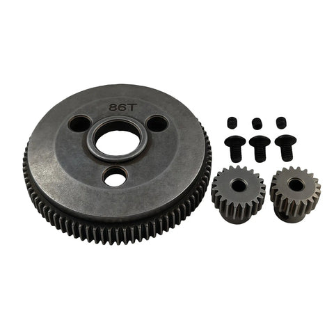 Beefed Up 48P 86T spur gear set with 19T and 21T pinions for 1/10 Slash 2WD Rustler 2WD Stampede 2WD hardened steel, includes screws