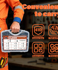 Person holding Heavy Duty Metal Screws Kit 1280-Piece Self Tapping And Self Drilling Set with stainless steel icons