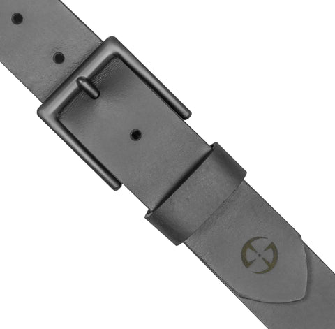 Everyday Comfort Leather Belt For Men With Distressed Two Tone Buckle Handcrafted In USA Genuine Leather Durable EDC Style Black Size 36
