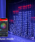 Year Round Curtain String Lights With Dope Music Sync, 400 RGB LED Fairy Lights, 6.2ft, App Remote Control in music mode