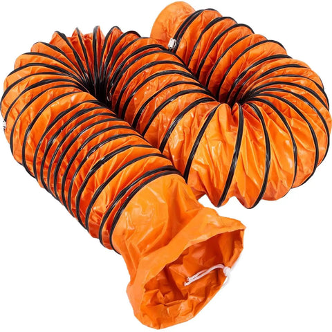 25 Foot PVC Flexible Duct Hose For 12 Inch Utility Blowers And Exhaust Fans Explosion Proof Durable Vinyl With Adjustable Rope Mouth Seal