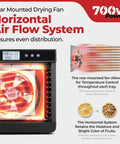 Premium Food Dehydrator With 10 Extra Large Stainless Steel Trays, 700 Watt Dryer featuring rear mounted fan and airflow system