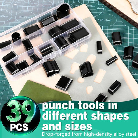39 piece hole punch tool set for Beast Of A Leather Cutting Press 1.5 Ton With 20x20cm Work Bed Dual Guide Shafts And 39 Piece Hole Punch Tool Set