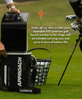 Approach R50 Golf Launch Monitor And Simulator Bundle being packed into a carrying case on a golf course
