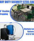 Heavy Duty Security Cable With Loops Five Sixteenths Inch Cut Resistant Waterproof Gear shown securing luggage and chairs outdoors