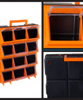 Hella Spacious Plastic Storage Drawers Heavy Duty Small Parts Organizer For Garage Workshop 12 Drawer Bins Sorter For Screws Nuts Bolts Crafting And Toy Blocks Black with see-through compartments.