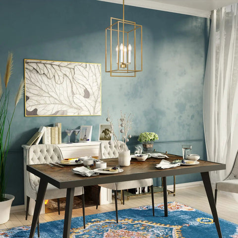 Gold Modern 4 Light Linear Chandelier For Dining Room, Foyer, Living Room, Staircase And Entryway Dope Antique Gold Finish