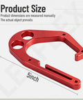 Red Aluminum Tree Climber Hook With One-Hand Operation, Compatible With Shem-biner XL Models, 5-inch size, angled view