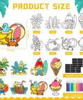Summer Craft Fridge Magnet Kit For DIY Colorful Beach Fruit Ice Cream Magnets With 32 Cards 32 Magnets And 24 Paint Pens Kid Friendly