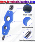Upgrade Your Ride With This Slick 4 In 1 Auto Battery Terminal Cleaning Brush features four steel bristle cups and anti-slip handle.
