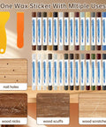 Color Matching Wood Filler Sticks Kit With 30 Assorted Wax Crayons And 2 Scrapers For Furniture Repair, example uses shown.